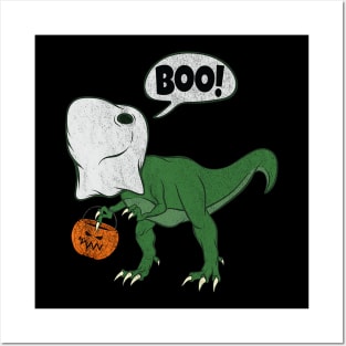 Halloween Dinosaur T Rex Ghost Costume Cute Dino JackOlantern Posters and Art